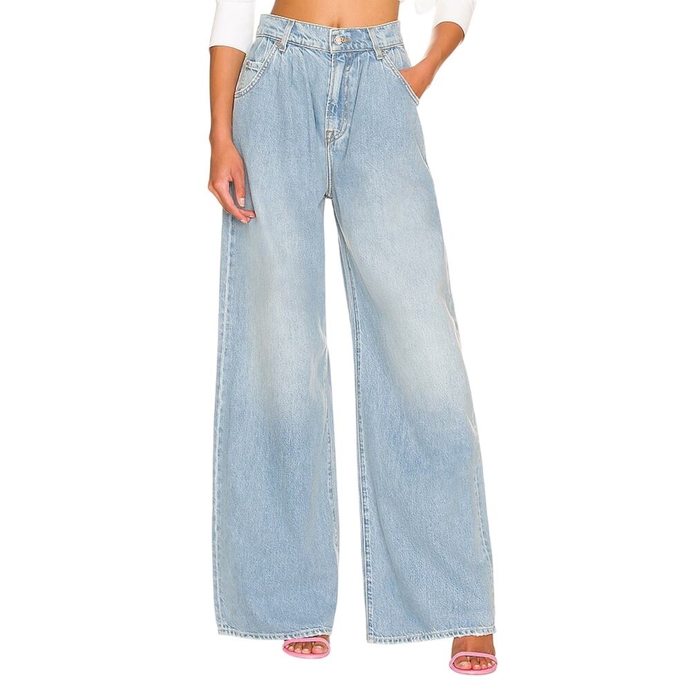 GRLFRND Light Wash Wide Leg Jeans